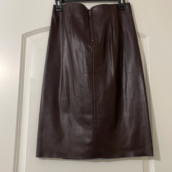 LOFT Plum Faux Leather Pencil Skirt - Picture 2 of 2